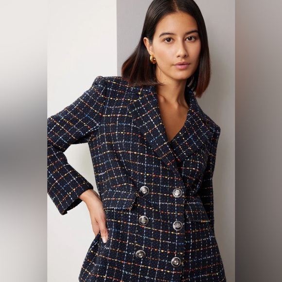 VERONICA BEARD Rumer Dickey double-breasted checked cotton-blend tweed jacket - Picture 4 of 7